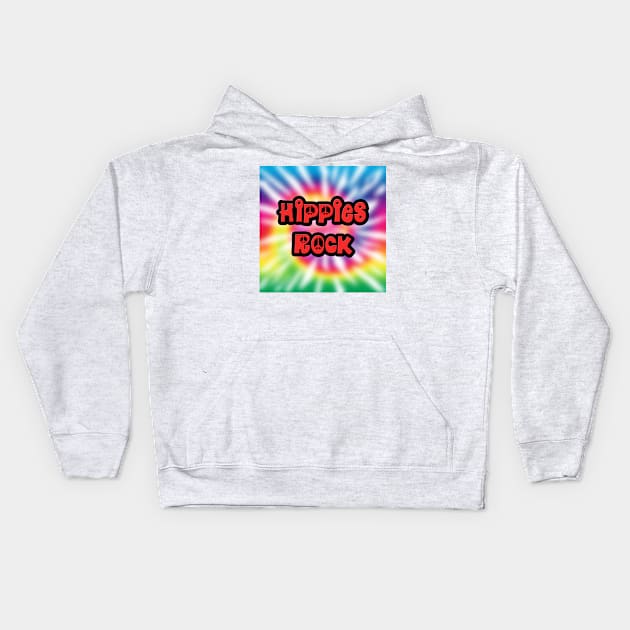 Vintage Hippies Rock Tie Dye Kids Hoodie by oldrockerdudes